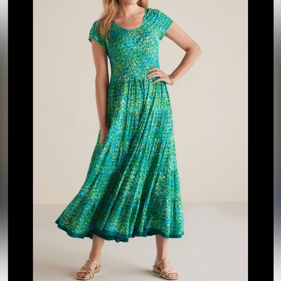 Soft Surroundings Marianna Geo Batik
Chalis Tiered Midi Dress. Size Medium. - Picture 12 of 12